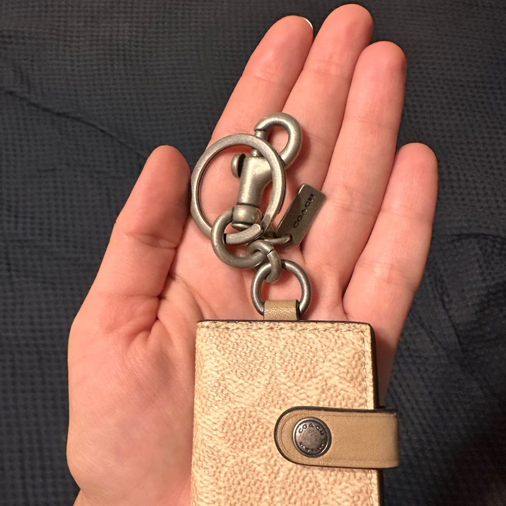 Coach Tan Picture Keychain with Silver Accents NWOT